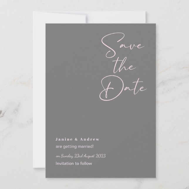 Gray and pink save the date cards wedding (Front)