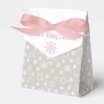 Gray And Pink Snowflake Favor Boxes by CardinalCreations at Zazzle