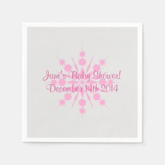 Gray and Pink Snowflake Napkins