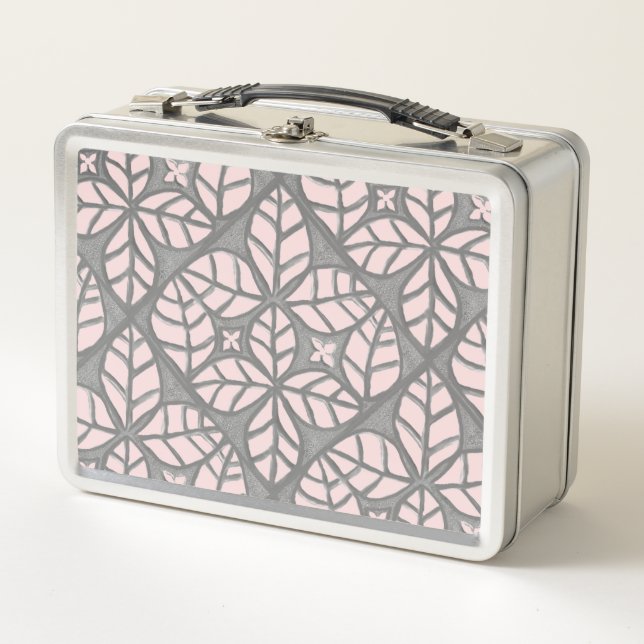 gray and pink tile Print Lunch Box (Front)