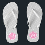 Gray and Pink Tiny Dots Monogram Flip Flops<br><div class="desc">Custom printed flip flop sandals with a cute girly polka dot pattern and your custom monogram or other text in a circle frame. Click Customize It to change text fonts and colors or add your own images to create a unique one of a kind design!</div>
