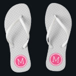 Gray and Pink Tiny Dots Monogram Flip Flops<br><div class="desc">Custom printed flip flop sandals with a cute girly polka dot pattern and your custom monogram or other text in a circle frame. Click Customize It to change text fonts and colors or add your own images to create a unique one of a kind design!</div>