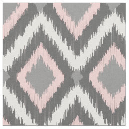 Gray and Pink Tribal Ikat Chevron Fabric