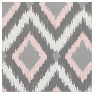 Gray and Pink Tribal Ikat Chevron Fabric
