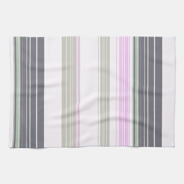 Gray and pink vertical stripes. kitchen towel (Horizontal)