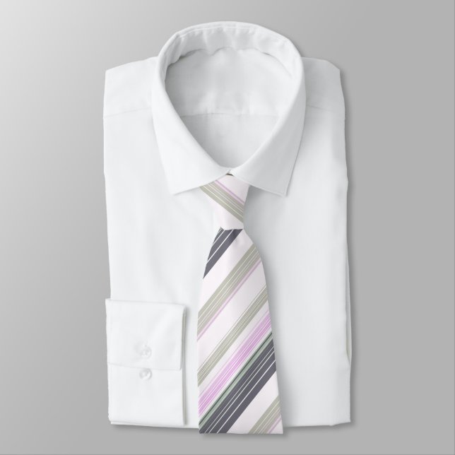 Gray and pink vertical stripes neck tie (Tied)