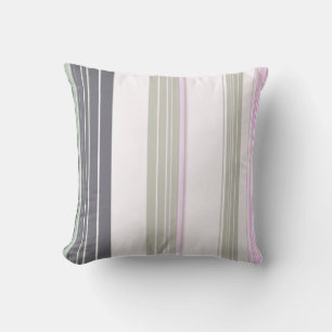 Gray and pink vertical stripes. throw pillow