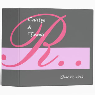 Gray and Pink Wedding Monogram R Planner A004 3 Ring Binder