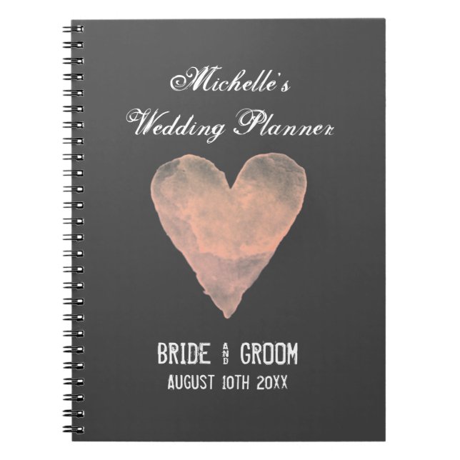 Gray and pink wedding planner organizer notebook (Front)