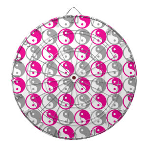 Gray and pink yin yang pattern dartboard