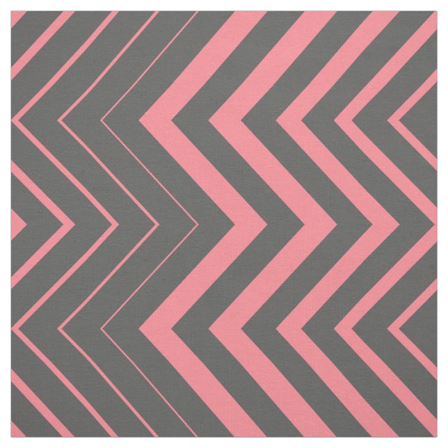 Gray And Pink Zigzag Chevron Fabric (Swatch)
