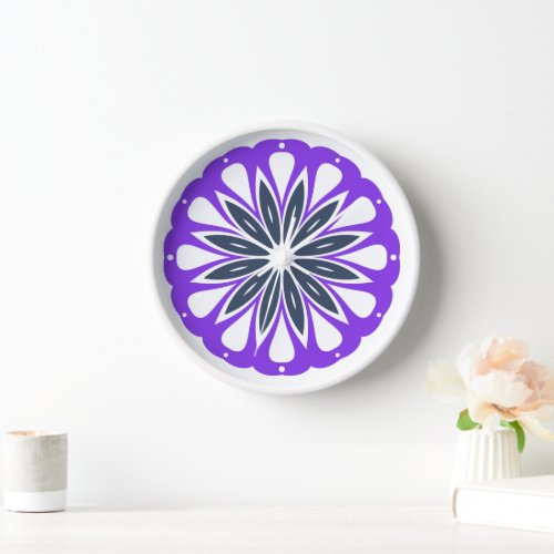 Gray and Purple Abstract Flower Clock