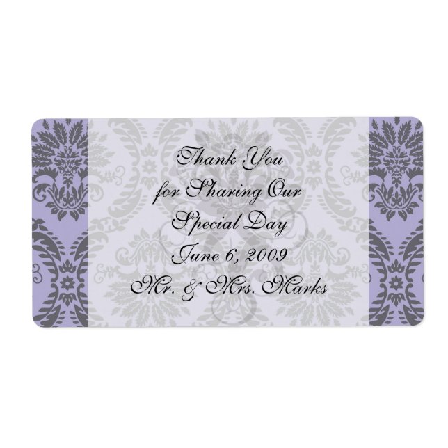 gray and purple damask label (Front)