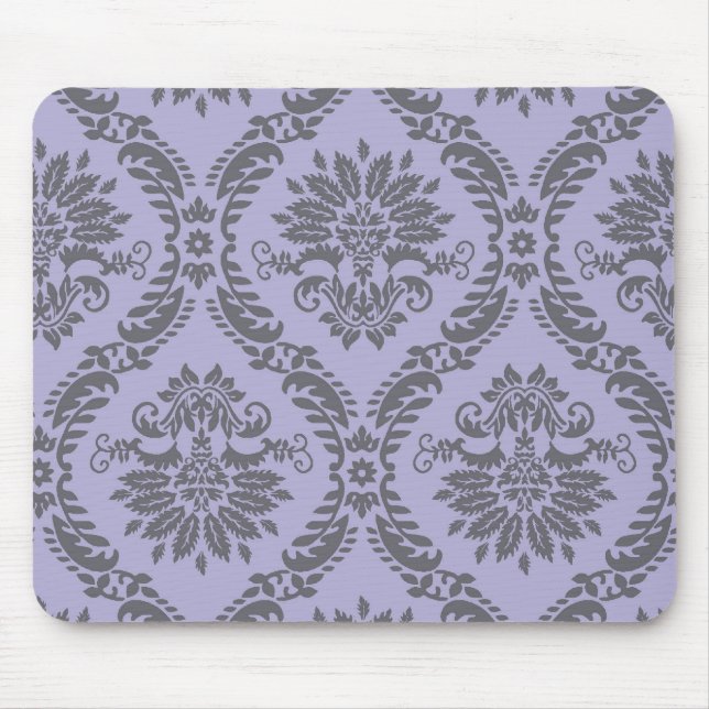gray and purple damask mouse pad (Front)