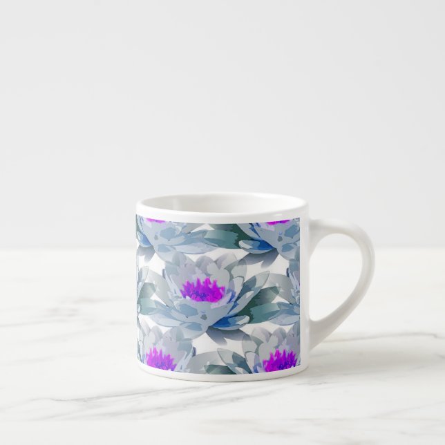 Gray and purple flowers pattern espresso cup (Right)