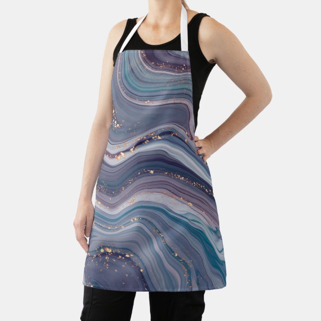 Gray And Purple Liquid Marble Apron (Insitu)
