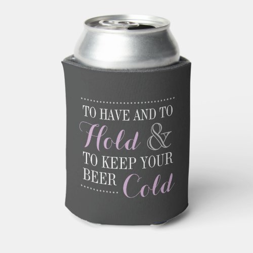 Gray and Purple Modern Wedding Monogram Can Cooler