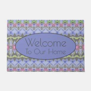 Gray And Purple Patterned Doormat