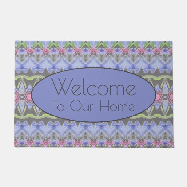 Gray And Purple Patterned Doormat (Front)