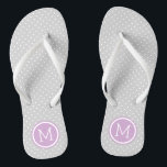 Gray and Purple Tiny Dots Monogram Flip Flops<br><div class="desc">Custom printed flip flop sandals with a cute girly polka dot pattern and your custom monogram or other text in a circle frame. Click Customize It to change text fonts and colors or add your own images to create a unique one of a kind design!</div>