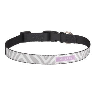 Gray and Purple Zebra Print Monogram Pet Collar