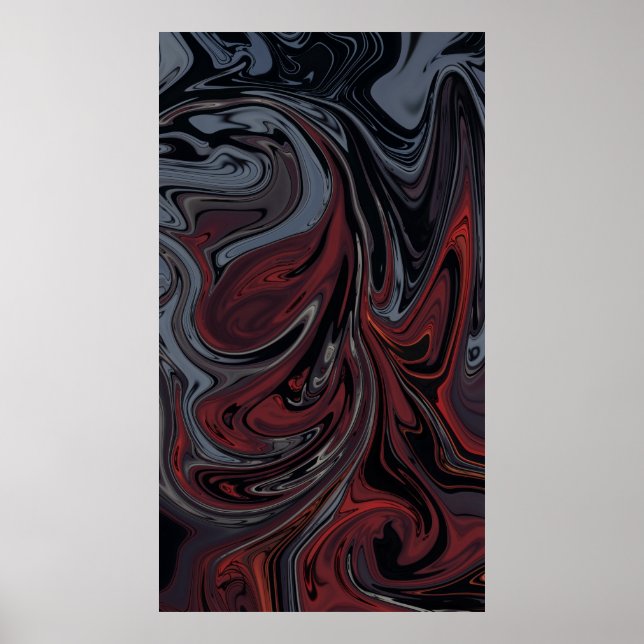 Gray and red abstract painting poster (Front)