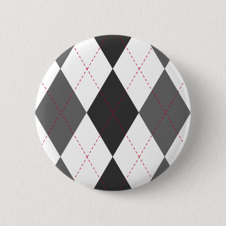 Gray and Red Argyle Button