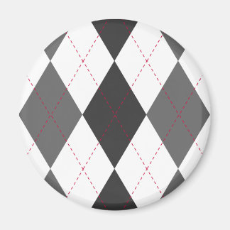 Gray and Red Argyle Magnet