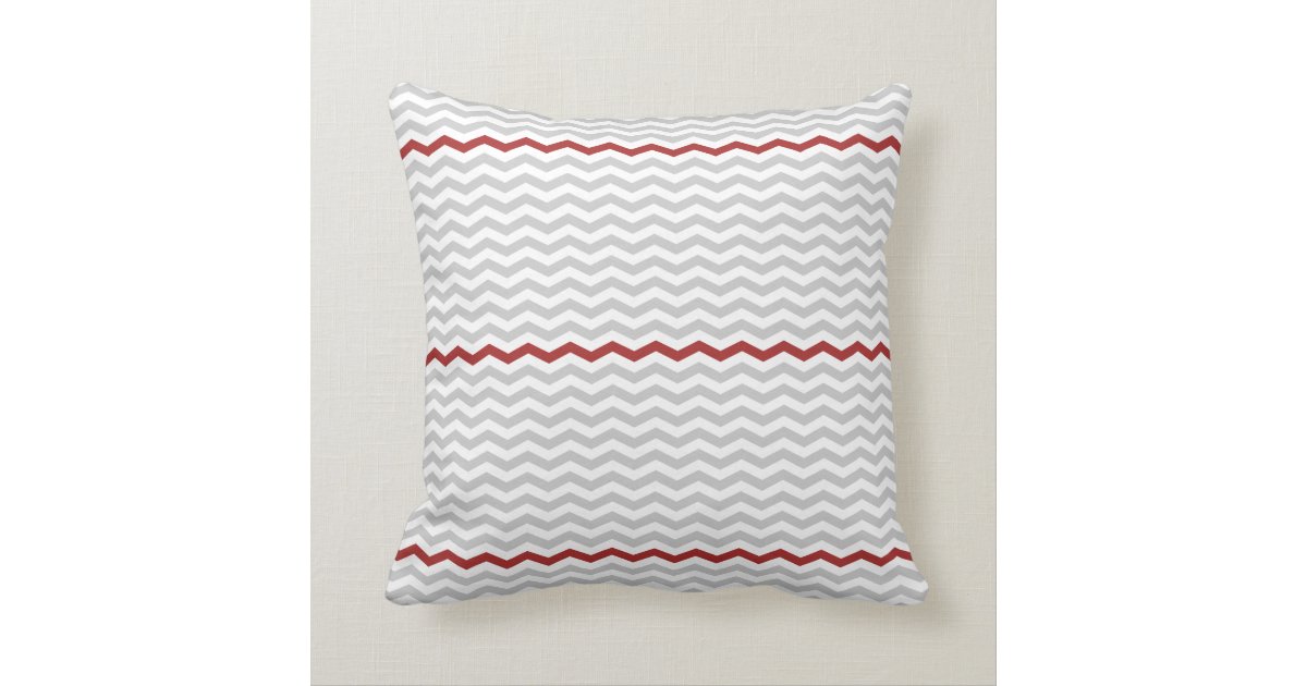 Gray and Red Chevron Throw Pillow Zazzle