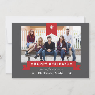 Gray And Red Classic Happy Holidays Photo Card