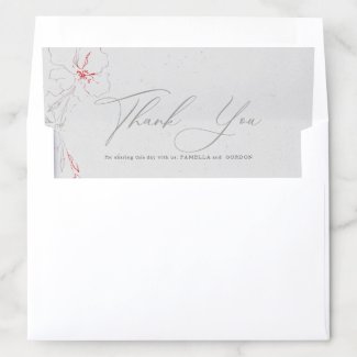 Gray and red elegant flowers thank you typography envelope liner