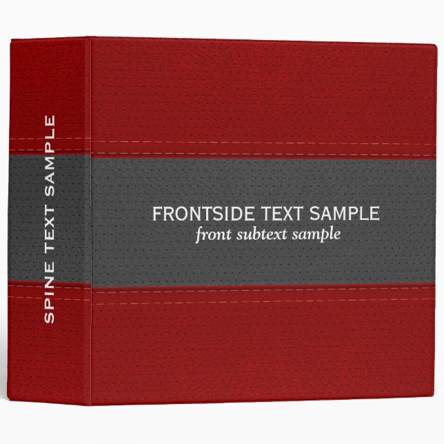 Gray And Red Faux Leather Look Binder (Front/Spine)