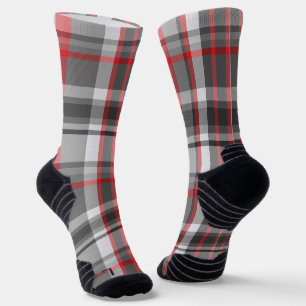 Gray and Red Plaid Socks