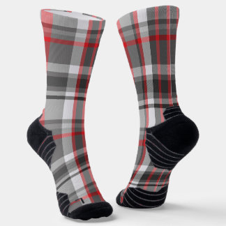 Gray and Red Plaid Socks