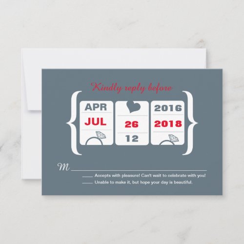 Gray and Red Slot Machine Wedding RSVP