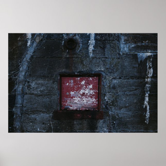 Gray and red wall-mount shelf poster (Front)