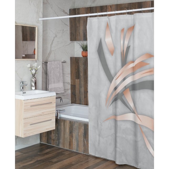 Gray And Rose Gold | Abstract Art Shower Curtain (Creator Uploaded)