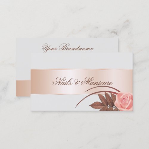 Gray and Rose Gold Decor Cute Flower Modern Floral Business Card