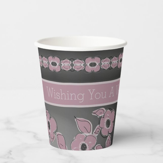 Gray And Rosy Pink Paper Cups (Front)