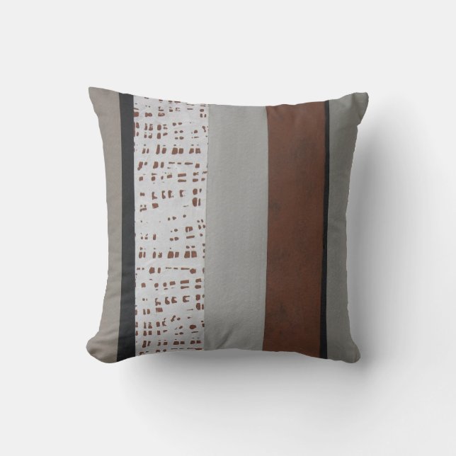 Gray and rust modern pattern throw pillow (Front)