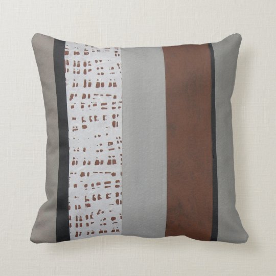 Gray and rust modern pattern throw pillow Zazzle