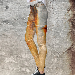 Gray and Rusty Orange Abstract Leggings