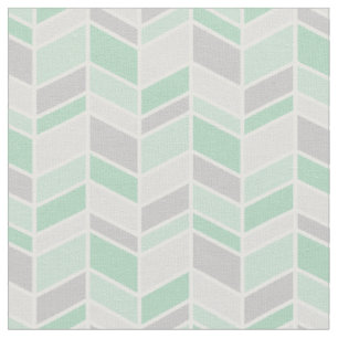 Gray and Seafoam Herringbone Chevron Fabric