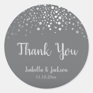 Gray and Silver Confetti Dots Classic Round Sticker