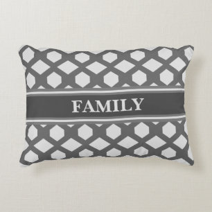 Gray and Silver Geometric Pattern Accent Pillow