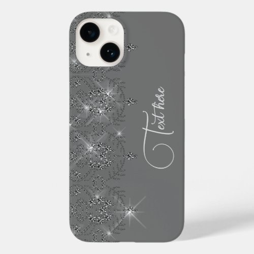Gray and silver lace elegant sparkle diamond  Case_Mate iPhone 14 case