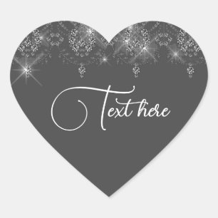 Gray and silver lace elegant sparkle heart sticker