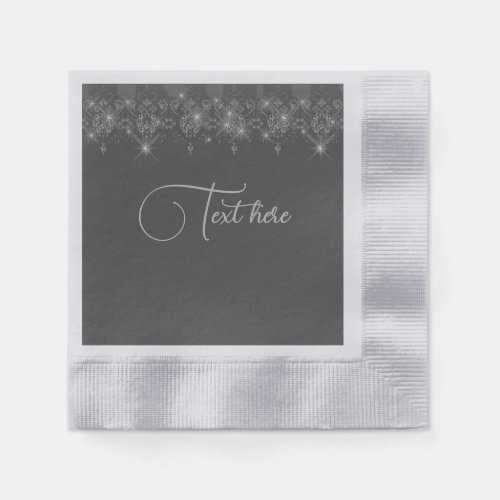 Gray and silver lace elegant sparkle  napkins
