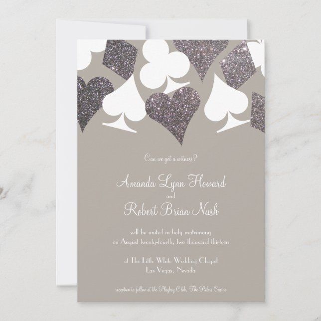Gray and Silver Las Vegas Wedding Invitation (Front)