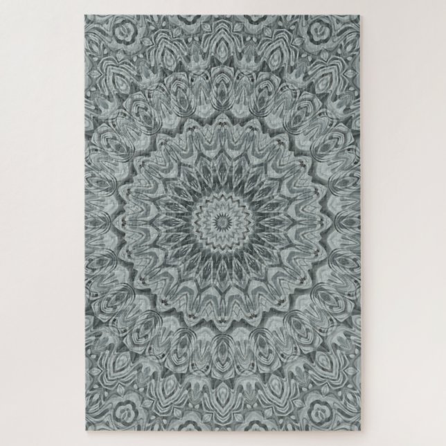 Gray and Silver Mandala Pattern Design Jigsaw Puzzle (Vertical)